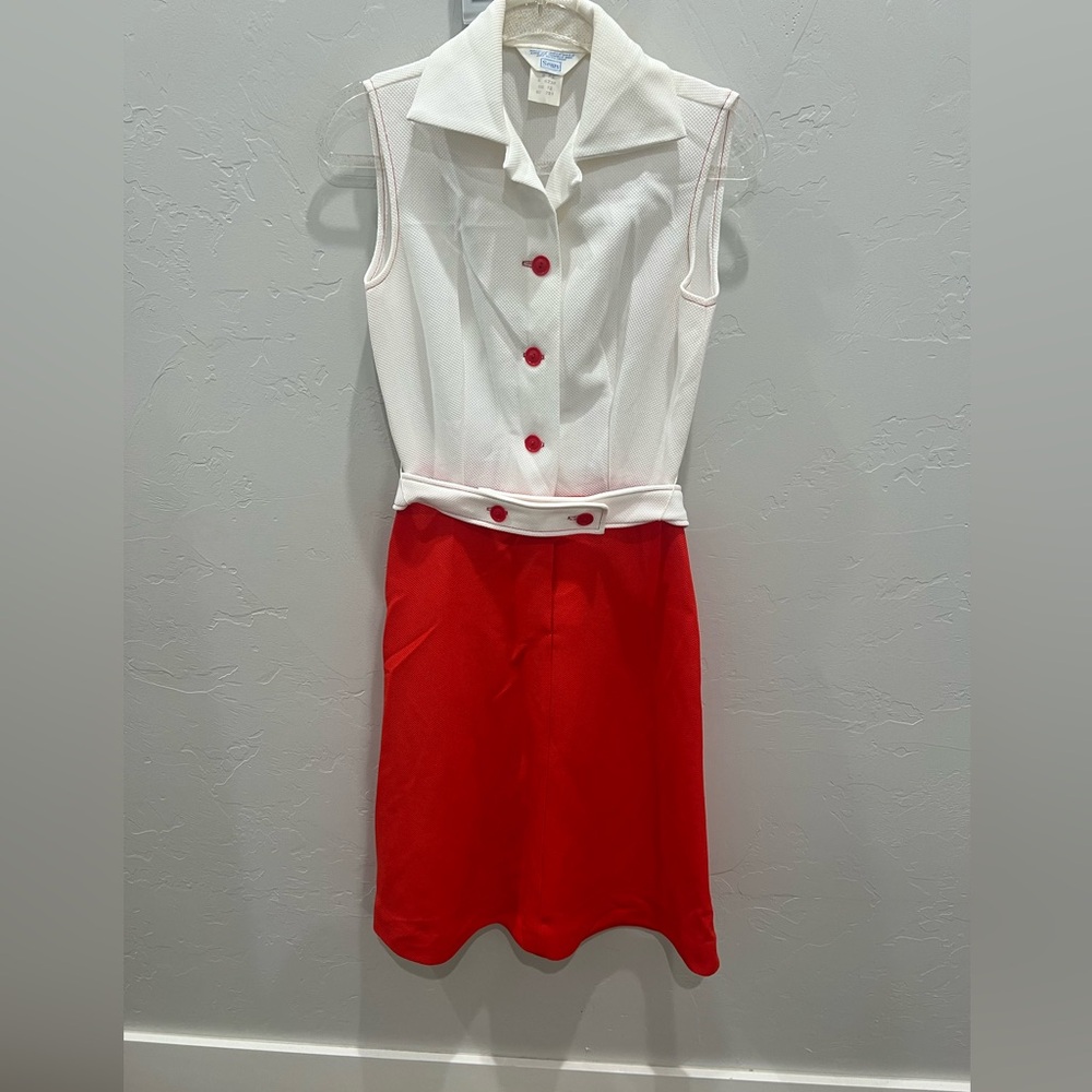 Sears Mid Mod Red And White Dress w/Matching Jacket VTG Retro Sz 12 Movie Prop - Picture 5 of 8